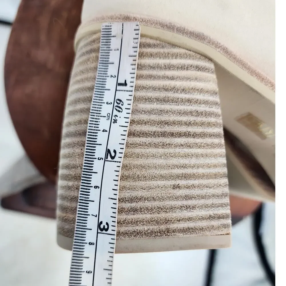 Free People Ruby Bone Off White Square Toe Ankle Block Heel Bootie Size 39.5 9.5